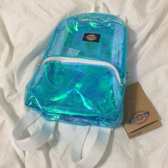 BNWT Dickies Clear Iridescent Blue Mini Backpack